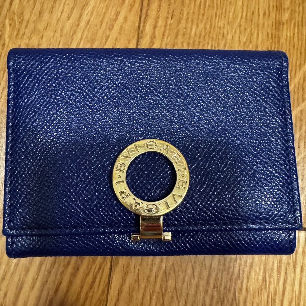 BVLGARI Card Holder in Blue Leather